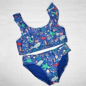 Cat & Jack Kids Blue Sea Life Swim Set Size L (10/12)